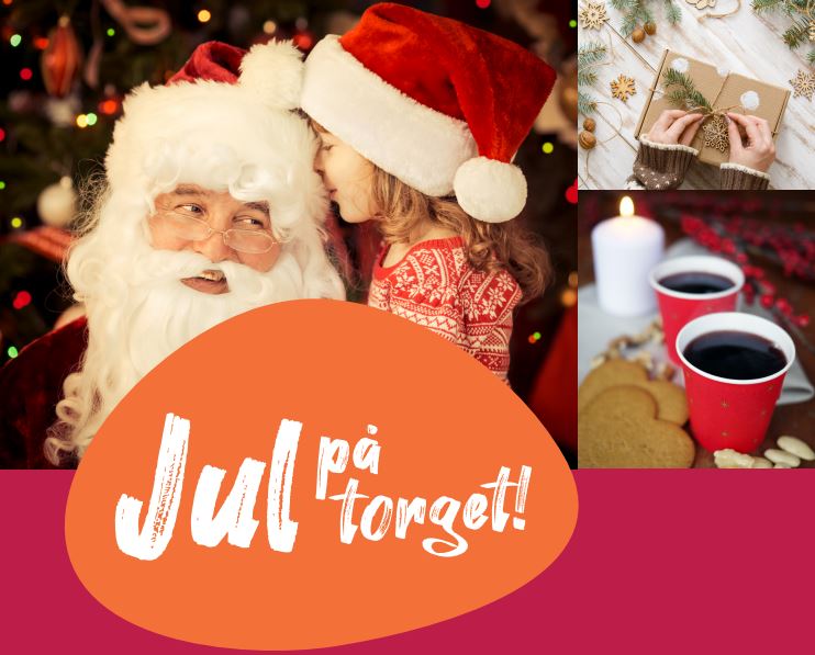 Bild med tomte och barn - Jul på torget
