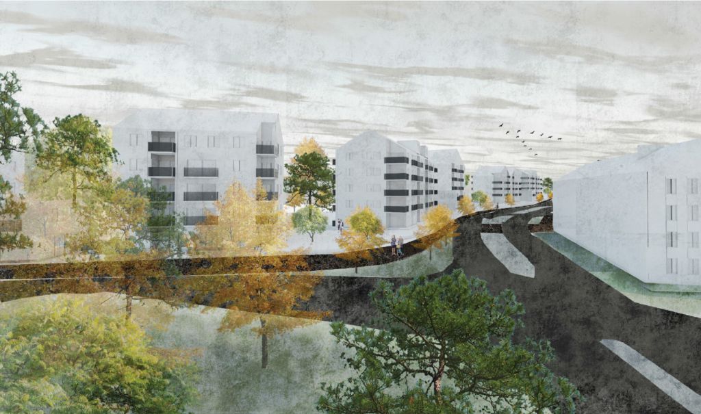 Skiss över planerad byggnation i nordöstra Gårdsten