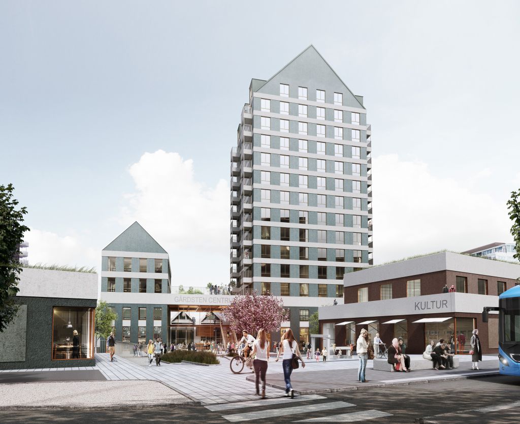 Skiss Sernekes byggnation vid Gårdstens Centrum